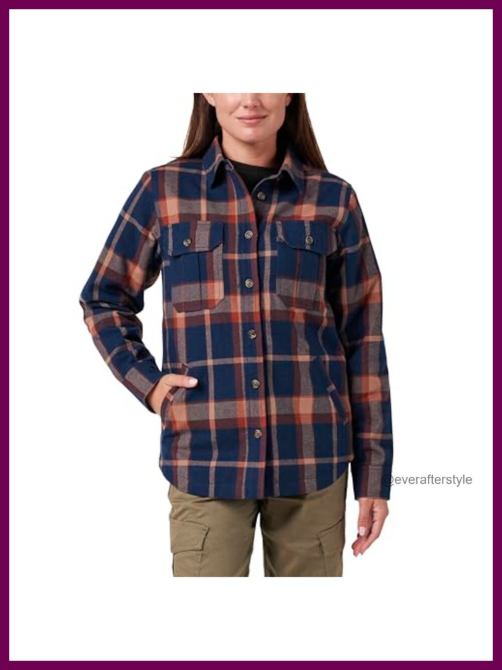 Yarn Dyed Plaid Flannel Shirt Jacket Quilted Lining Thermal Insulated